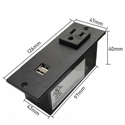 Unit Socket Double USB Socket Headboard Bookcase Furniture Plug Board